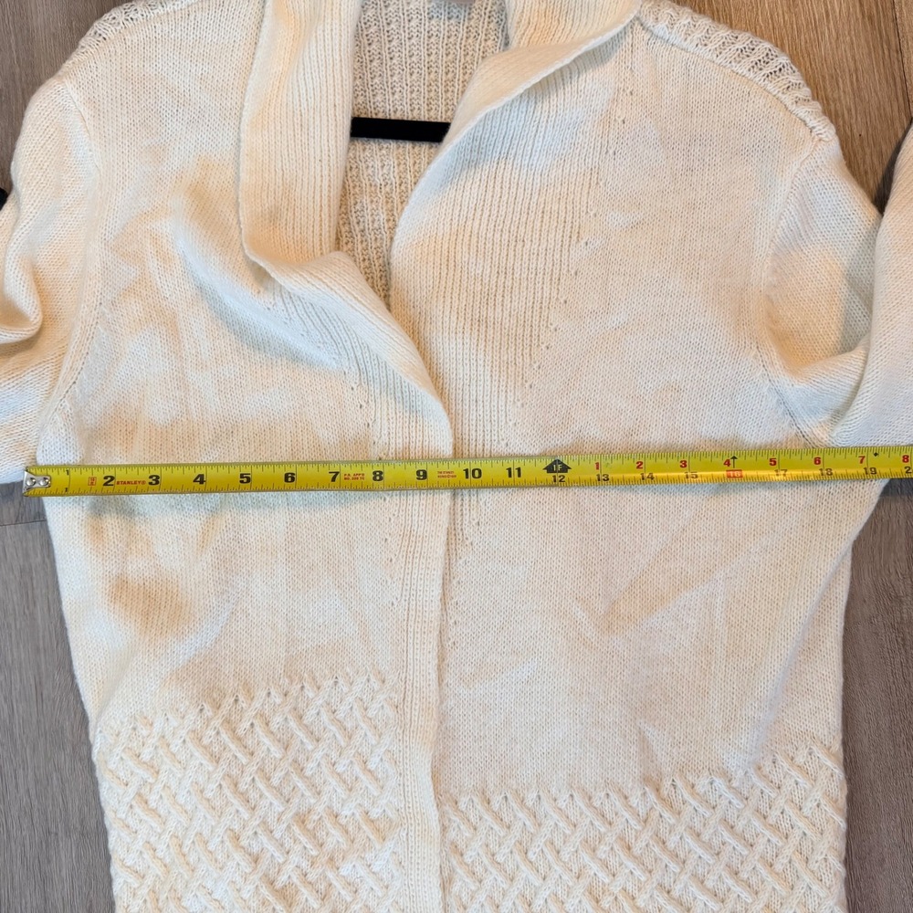 Chicos Womens 2/L Cream Cable Knit Shawl Collar Long Cardigan Sweater Duster Y2K - Picture 7 of 7
